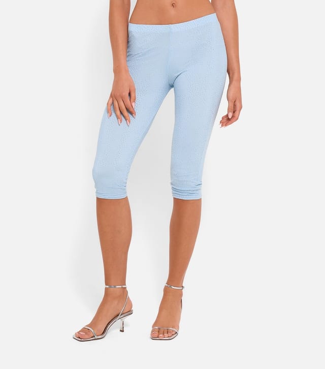 Public Desire Women's Light Blue Rhinestone Embellished Capri Trousers Public Desire New Look - 2