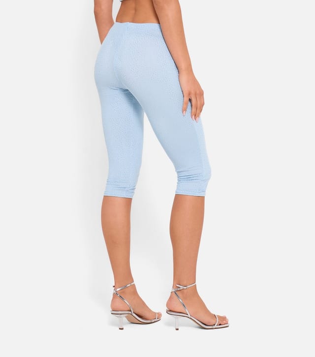 Public Desire Women's Light Blue Rhinestone Embellished Capri Trousers Public Desire New Look - 3