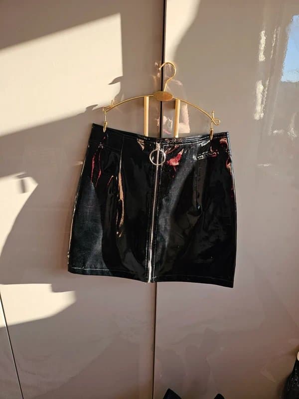 Boohoo Boohoo Night Black PVC Zip Skirt