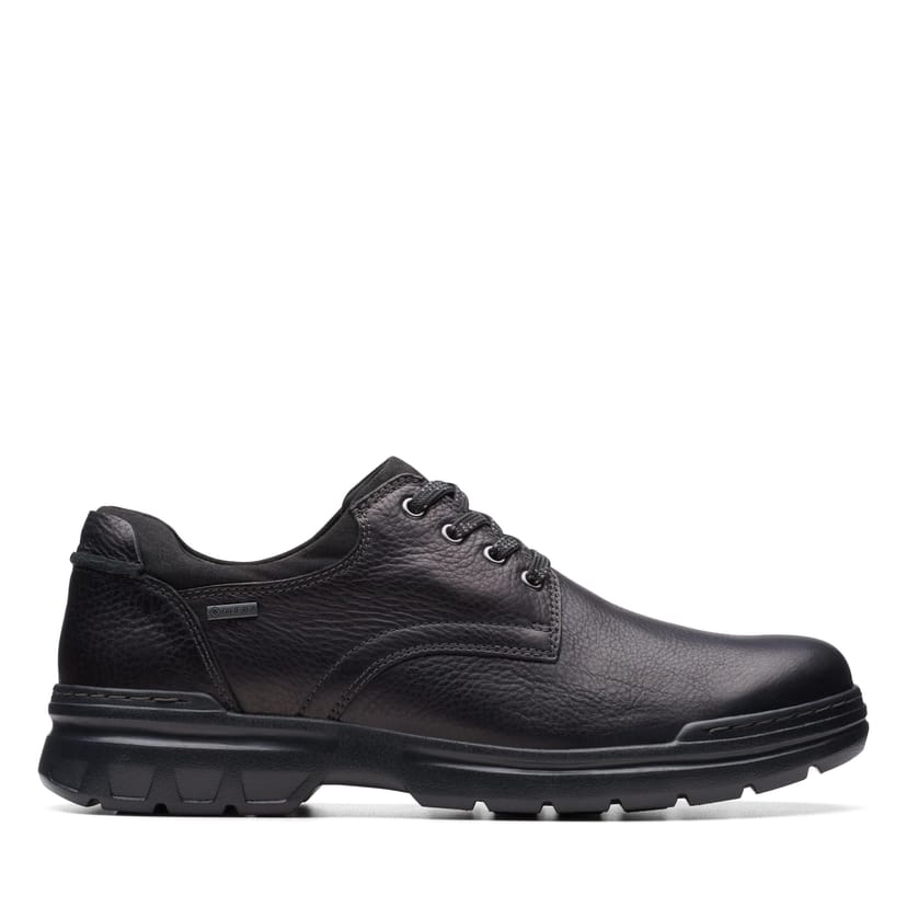 Clarks Clarks Men's Rockie Walk GORE-TEX Black Leather Derby Shoes, Lace Up - 1
