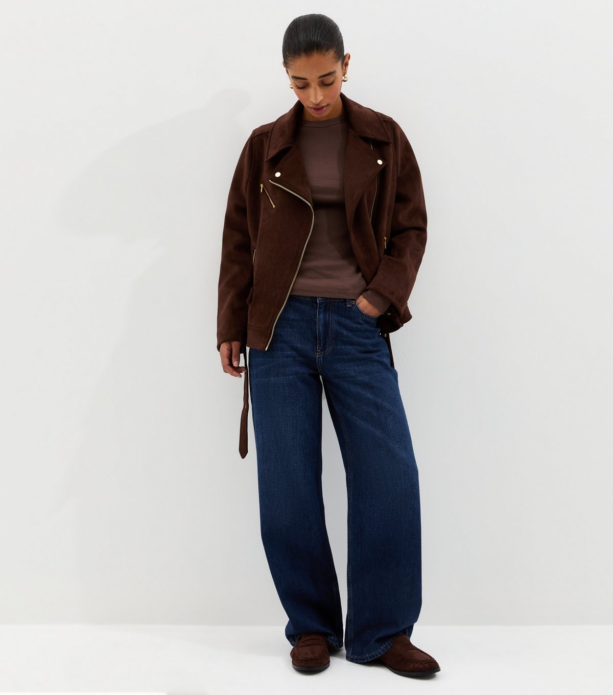 New Look Women's Dark Brown Ribbed Crew Neck Long Sleeve Top New Look - 3