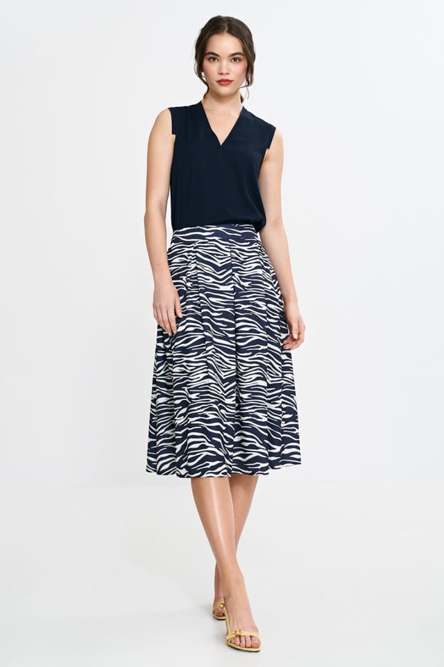 Love Lace Love Lace Women's Midi Pleated Waist Skirt with Side Pockets in Blue - 2