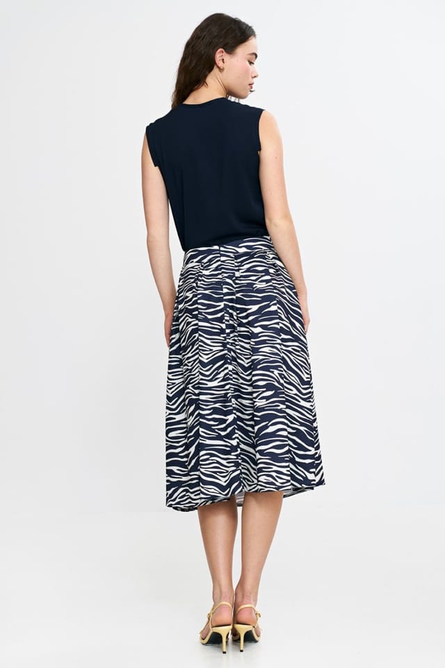 Love Lace Love Lace Women's Midi Pleated Waist Skirt with Side Pockets in Blue - 3