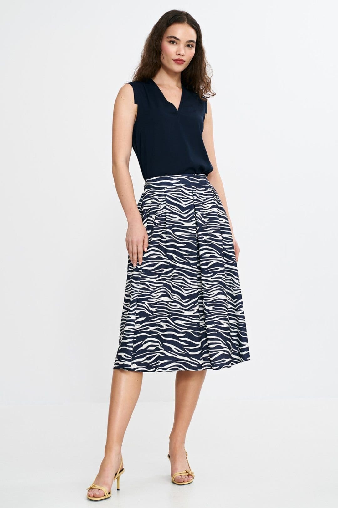 Love Lace Love Lace Women's Midi Pleated Waist Skirt with Side Pockets in Blue - 4
