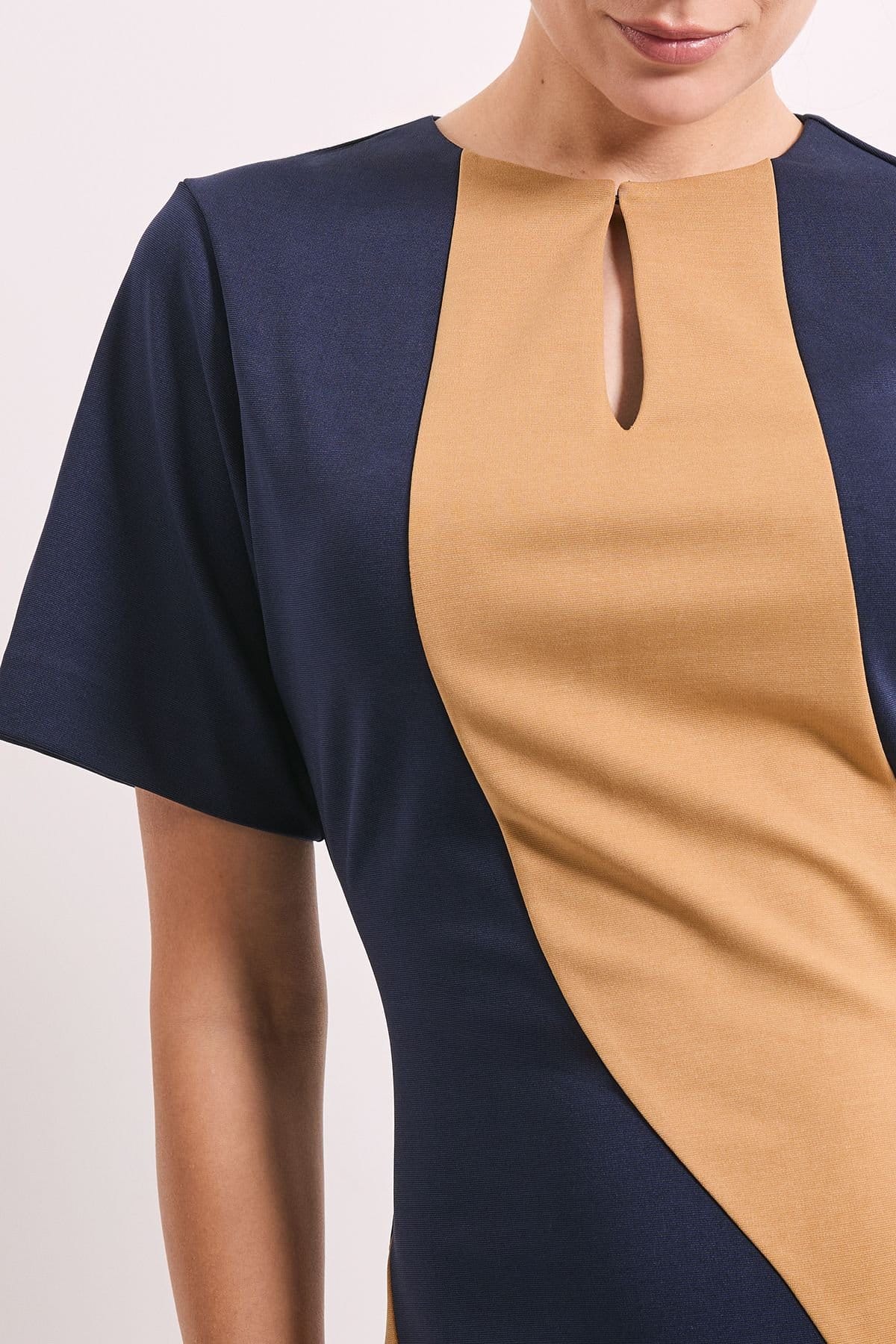 Principles Principles Women's Colour Block Ponte Detail Midi Dress in Camel - 4
