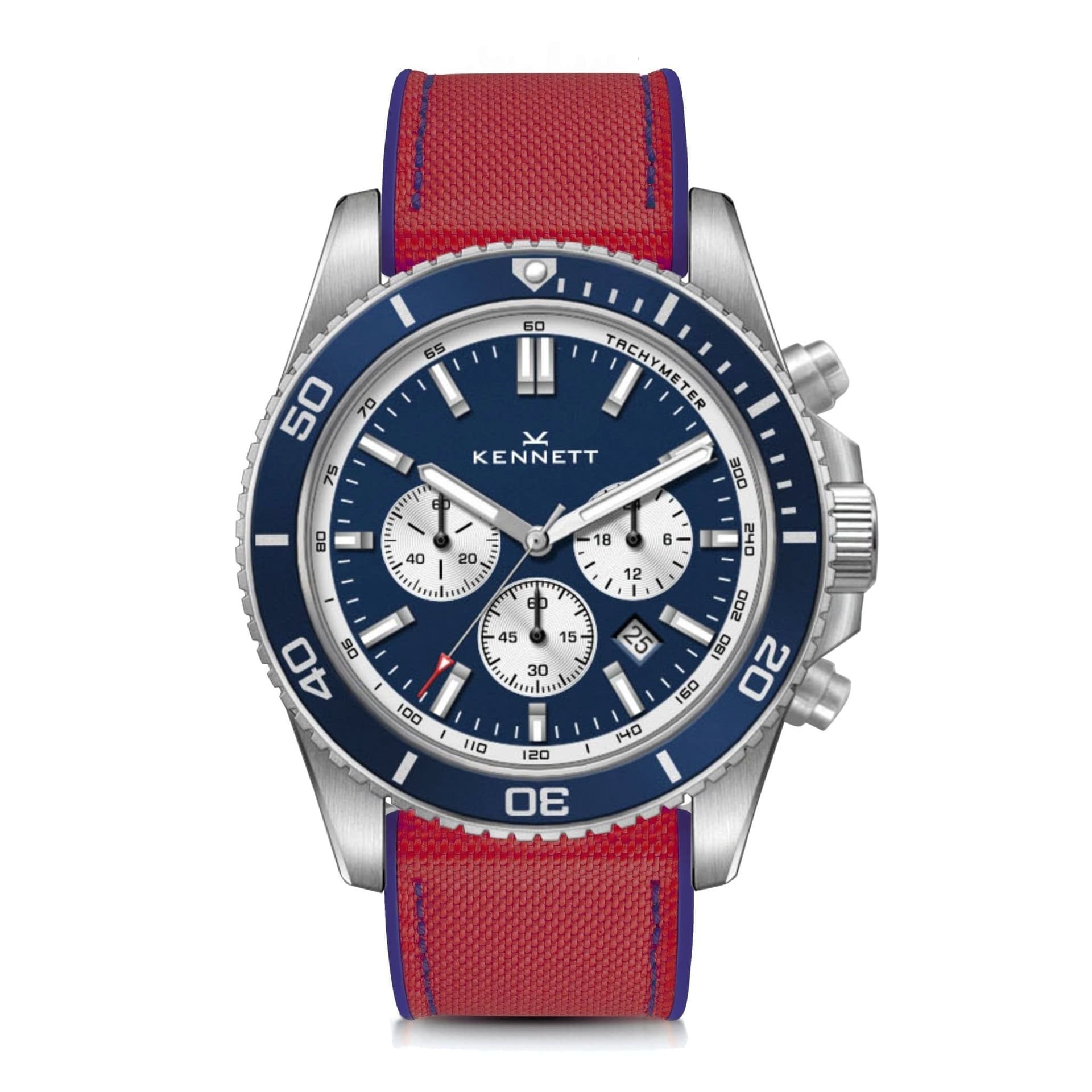 Kennett Kennett Men's PaceSetter Chronograph Watch Nautical Inspired Timepiece in Dark Red