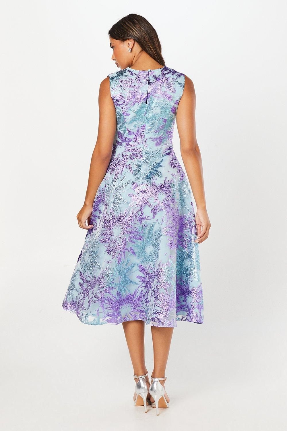 Coast Coast Women's Jacquard Midi Dress With Seam Detail in Blue - 3