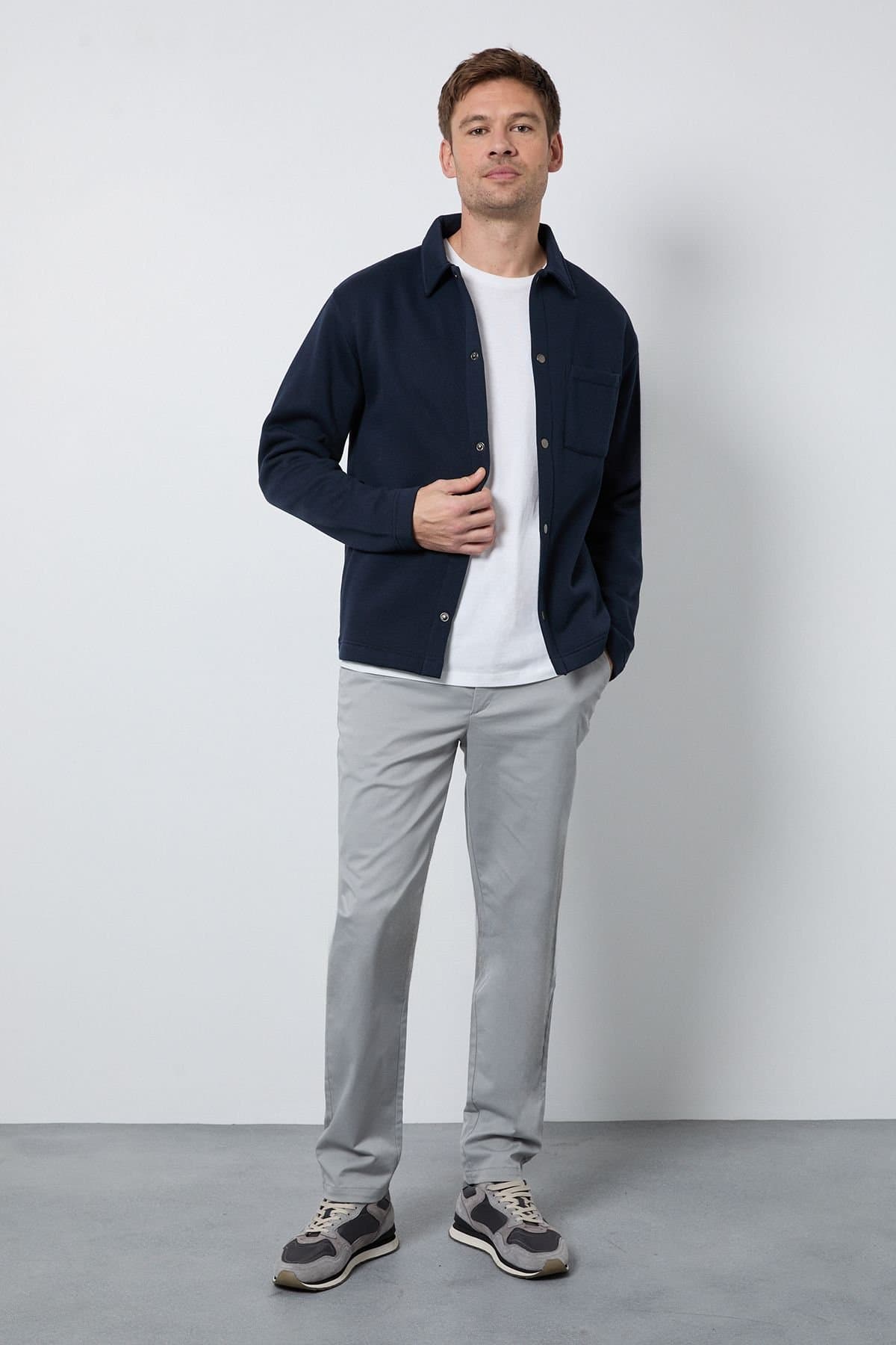 Burton Burton Men's Pale Grey Slim Fit Chino Trousers