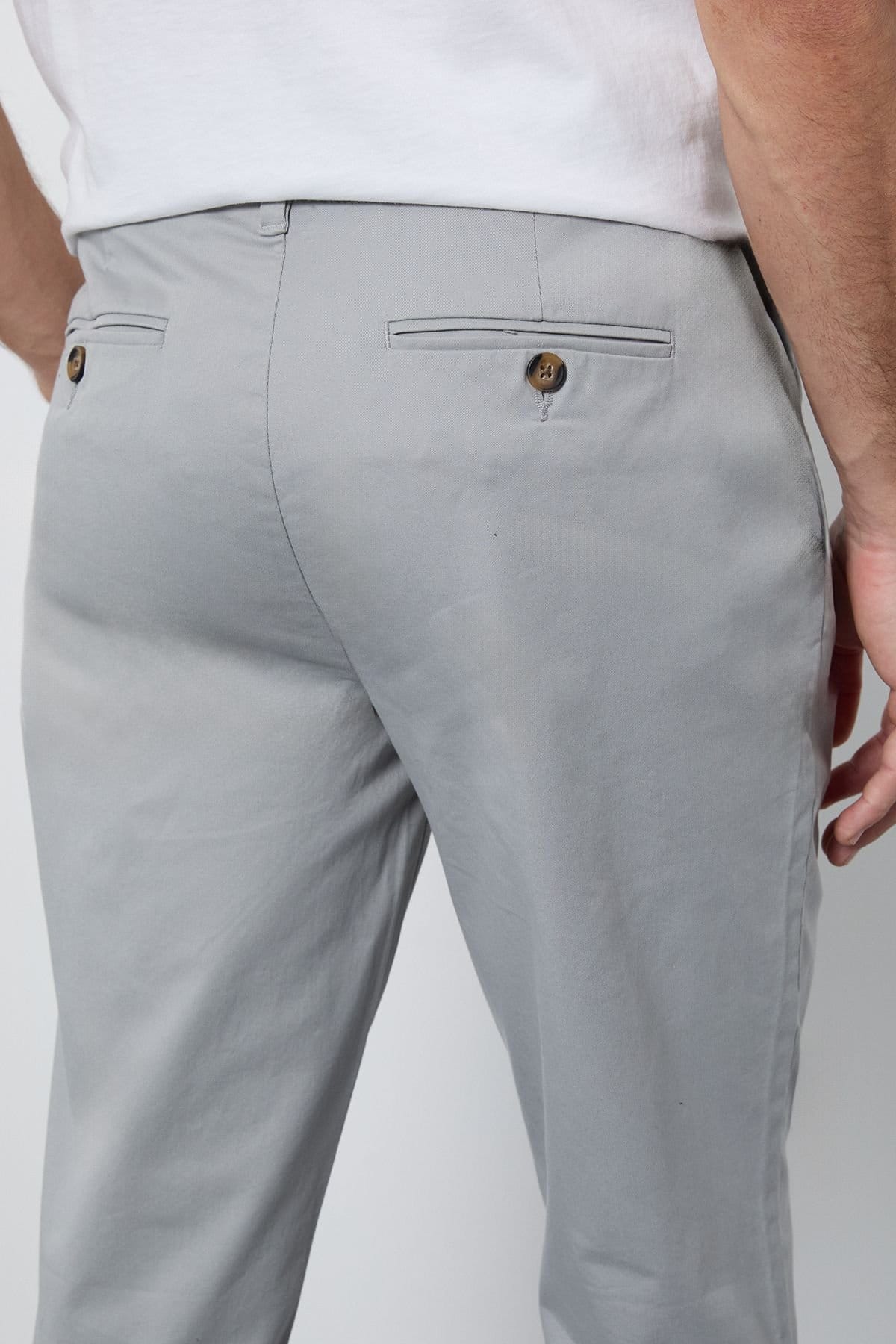 Burton Burton Men's Pale Grey Slim Fit Chino Trousers - 4