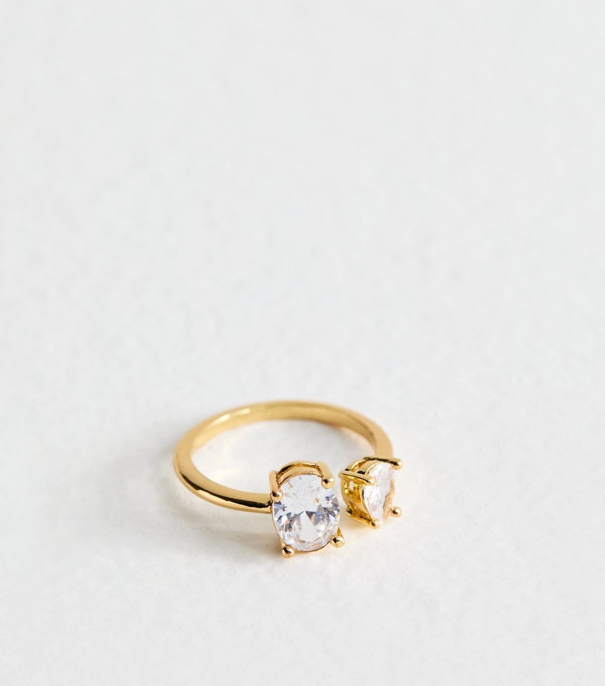 New Look Gold Tone Cubic Zirconia Double Charm Ring New Look - 1