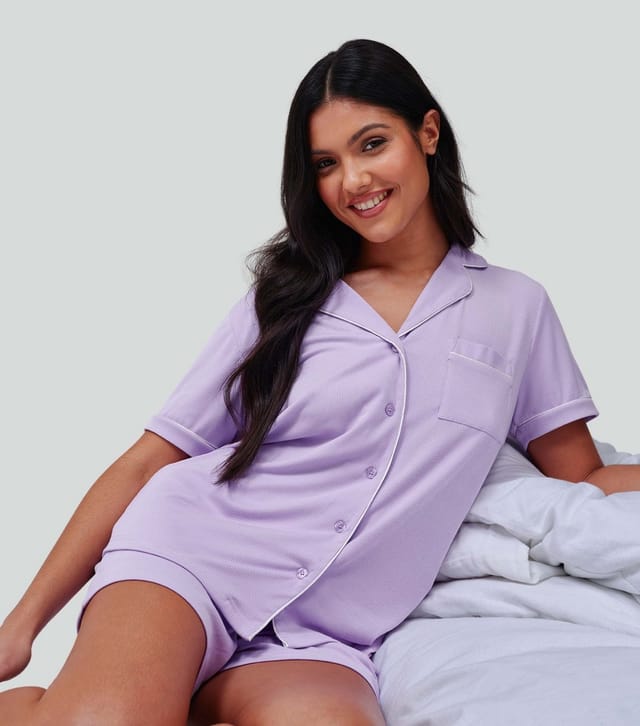 Loungeable Women's Lilac Shirt and Shorts Pyjama Set Loungeable New Look - 2
