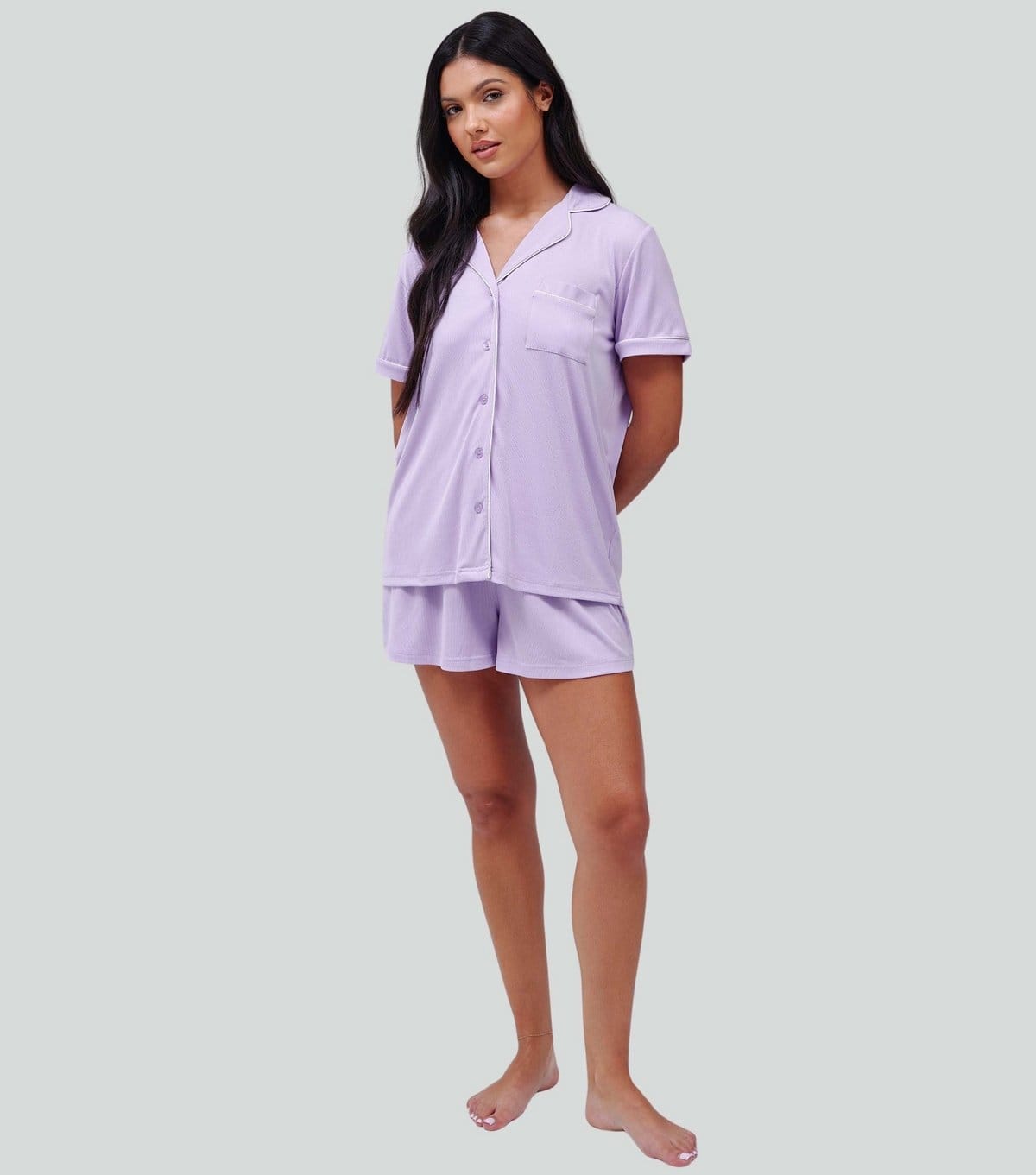 Loungeable Women's Lilac Shirt and Shorts Pyjama Set Loungeable New Look - 4