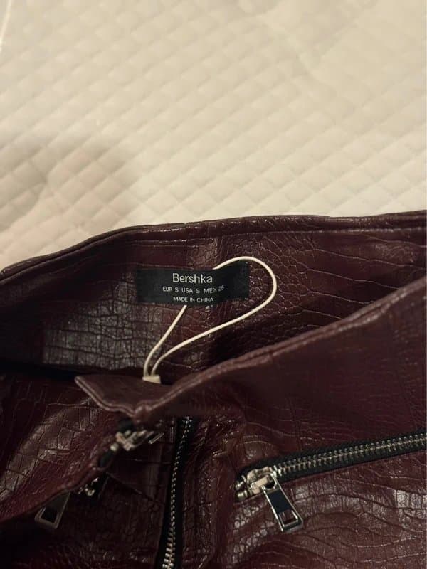 Bershka Mini leather burgundy skirt