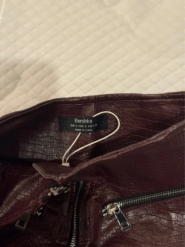 Bershka Burgundy Leather Mini Skirt
