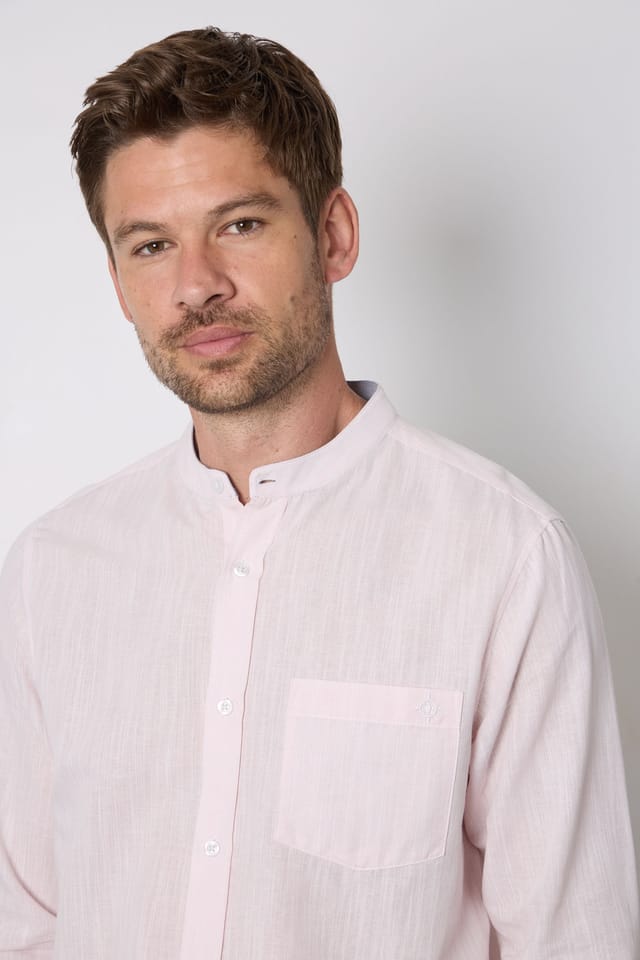 Maine Maine Men's Pink Textured Grandad Long Sleeve Shirt - 2