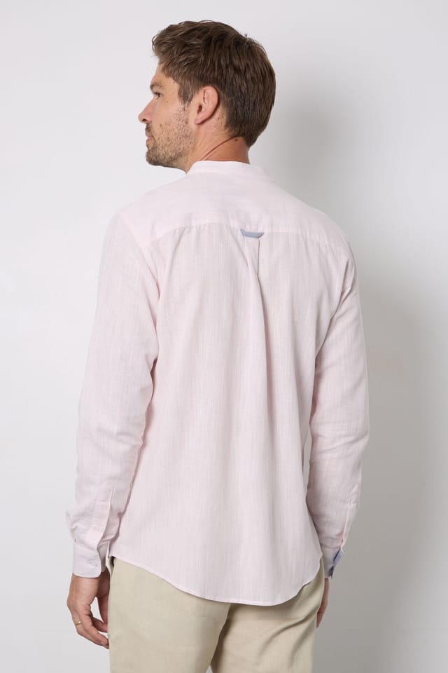 Maine Maine Men's Pink Textured Grandad Long Sleeve Shirt - 3