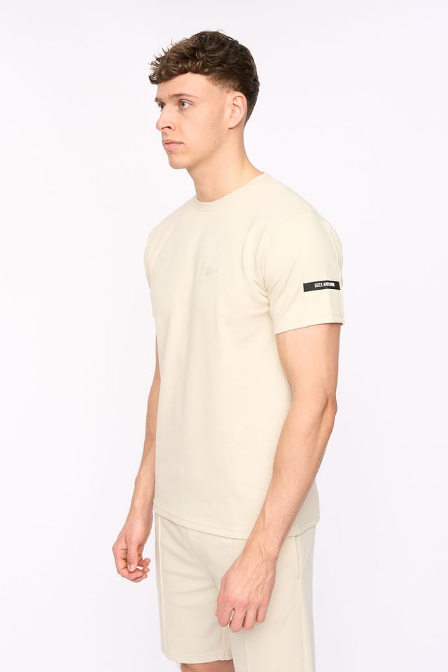 Duck&Cover Duck&Cover Men's Sherborn Textured Crew Neck T-Shirt with Embroidery in Light Stone - 2