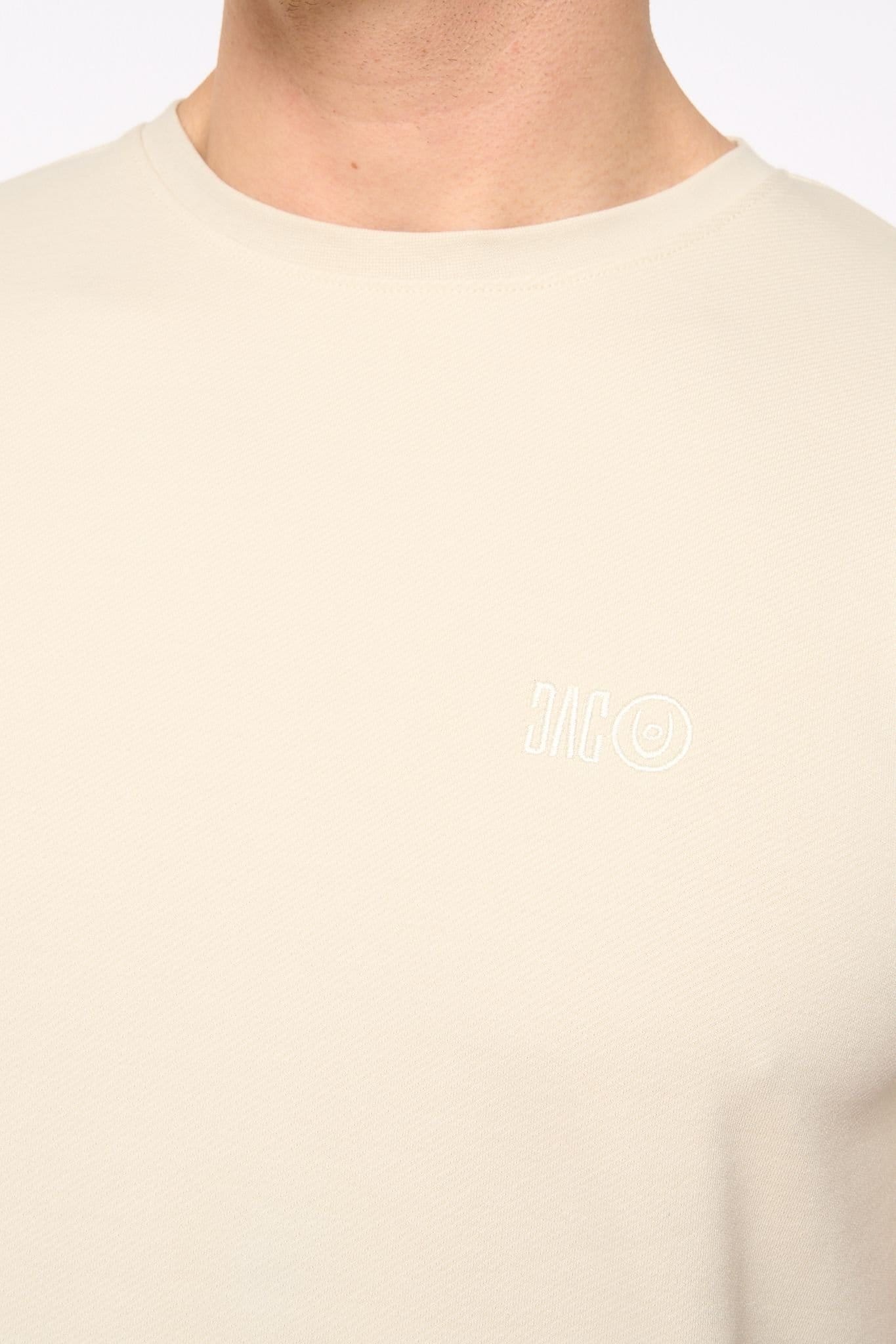 Duck&Cover Duck&Cover Men's Sherborn Textured Crew Neck T-Shirt with Embroidery in Light Stone - 4