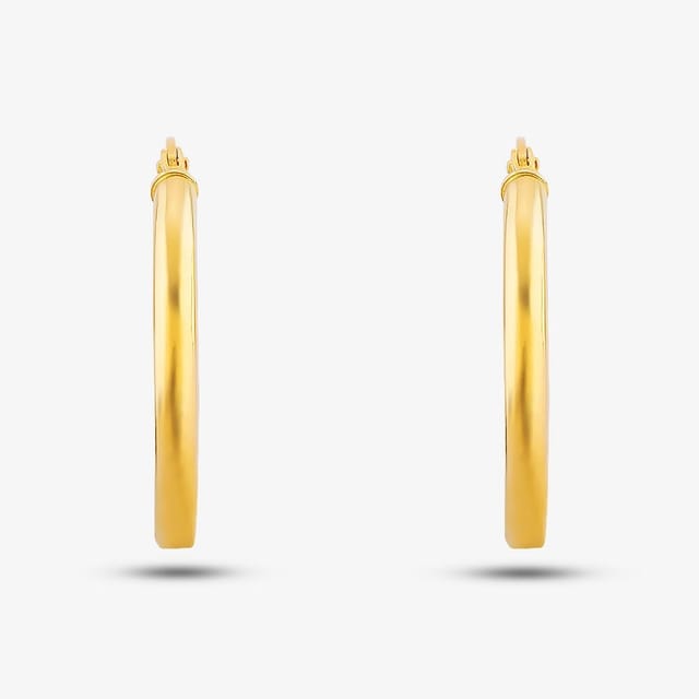 T.H.Baker T.H.Baker Women's 9ct Yellow Gold Oval Creole Earrings UER068Y - 2