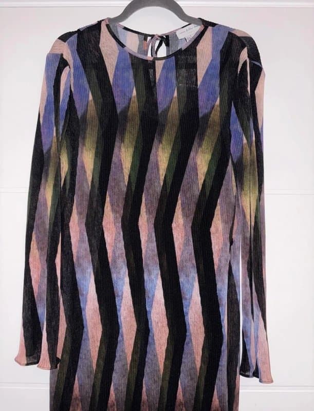 Never Fully Dressed Never Fully Dressed Colourful Plisse Pattern Midaxi Dress Size 10 Long Sleeve Party winter wedding