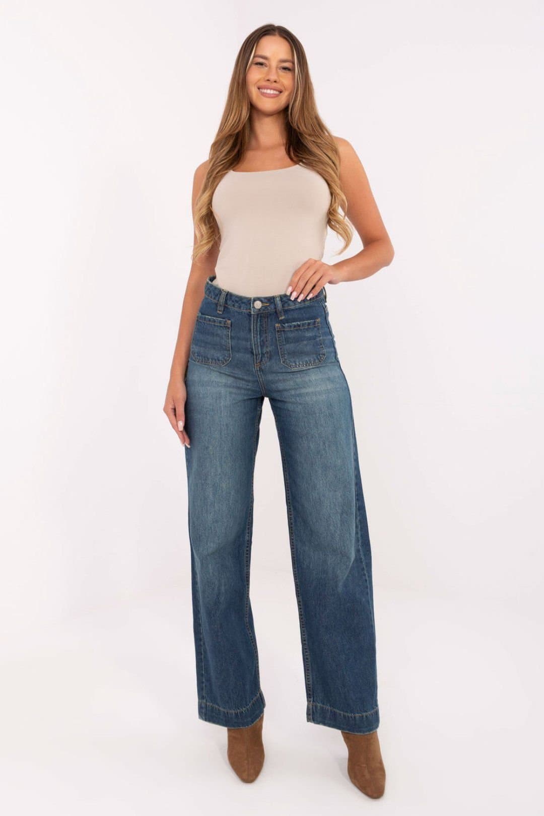 Love Lace Love Lace Women's High Rise Relaxed Fit Straight Jeans in Blue