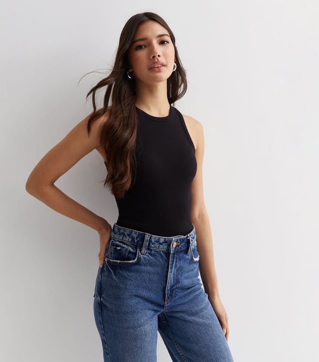 New Look Women's Black Ribbed Racer Vest New Look - 2