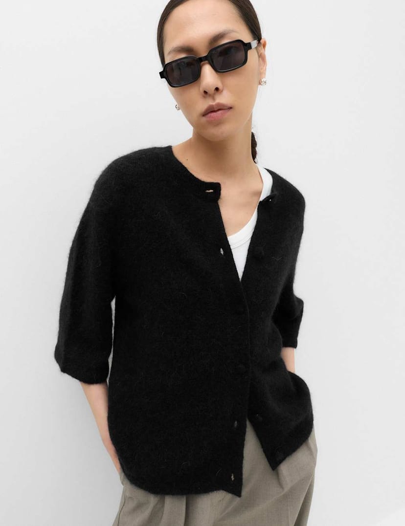 Marks & Spencer M&S Wool Alpaca Blend Relaxed Fit Cardigan Black - 1