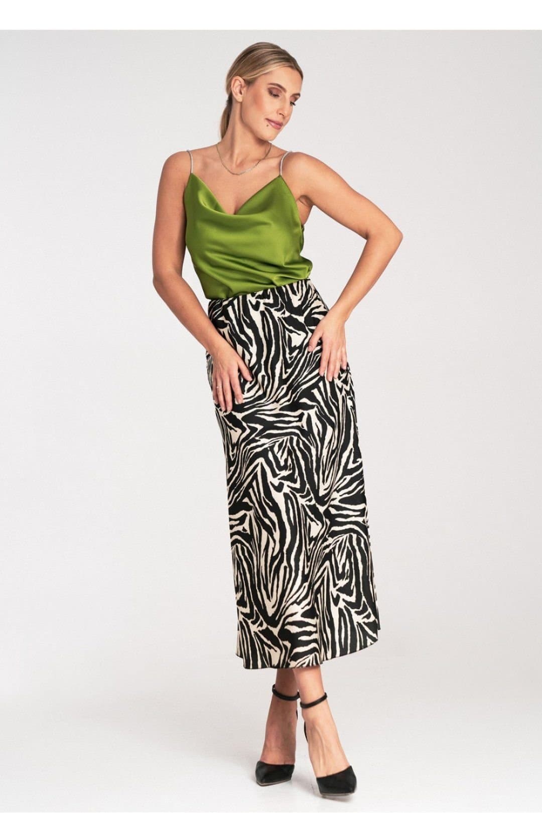 Love Lace Love Lace Women's Satin Midi Skirt with Elastic Waistband Style 214935