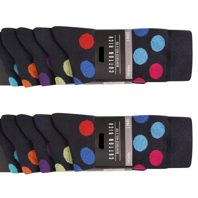 Ex Store Ex Store Men's Spotted Cotton Socks (Pack of 10) - 2