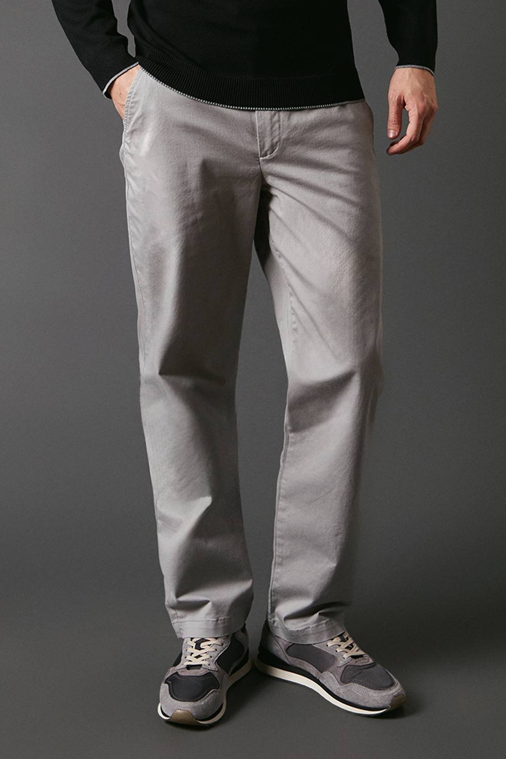 Maine Maine Men's Pale Grey Premium Chino Trousers - 2