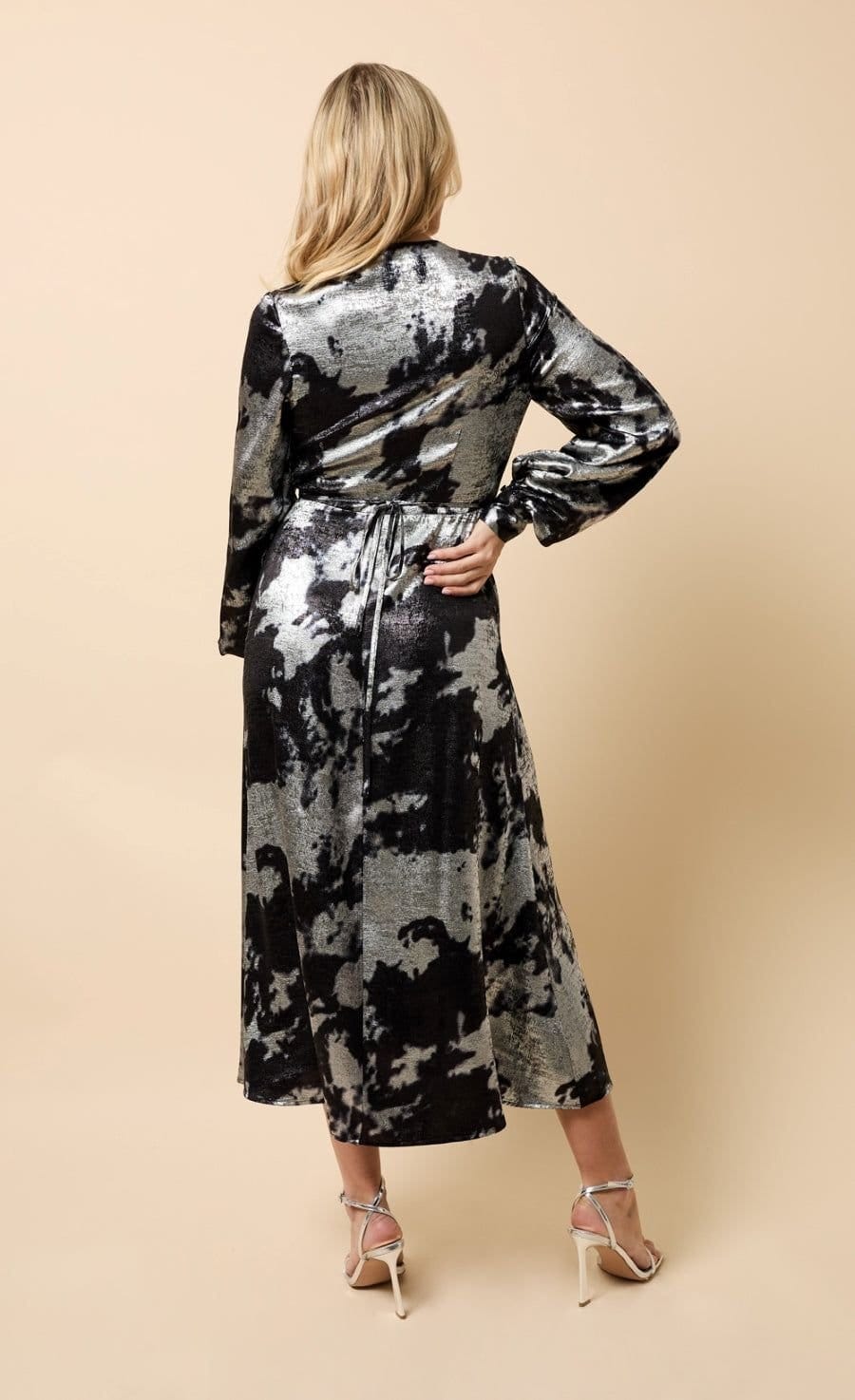 Little Mistress Little Mistress Women's Black Silver Foil Midaxi Dress - 4