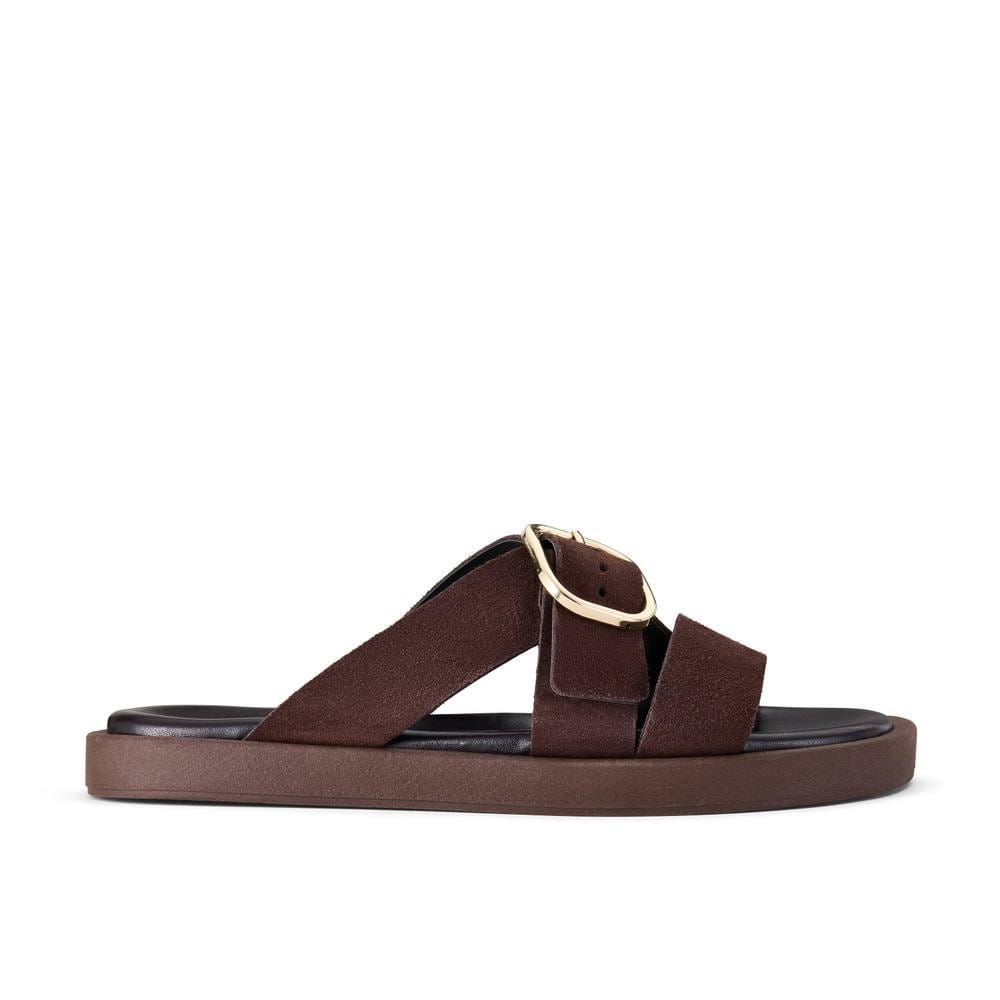 Clarks Clarks Women's Ravina Strap Dark Brown Flat Sandals - 4