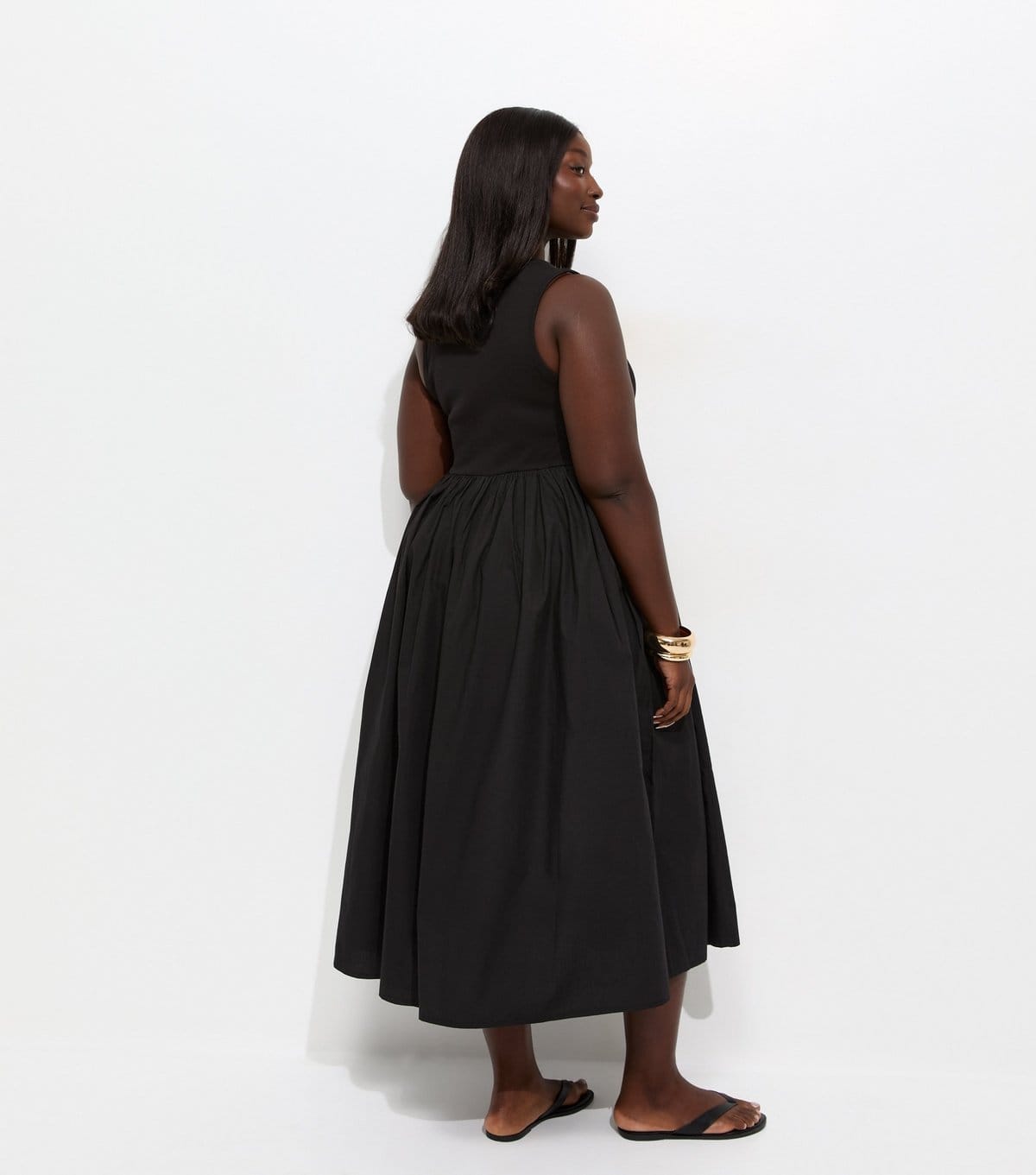 New Look Women's Plus Size Black 2-In-1 Poplin Midi Dress Curves New Look - 4