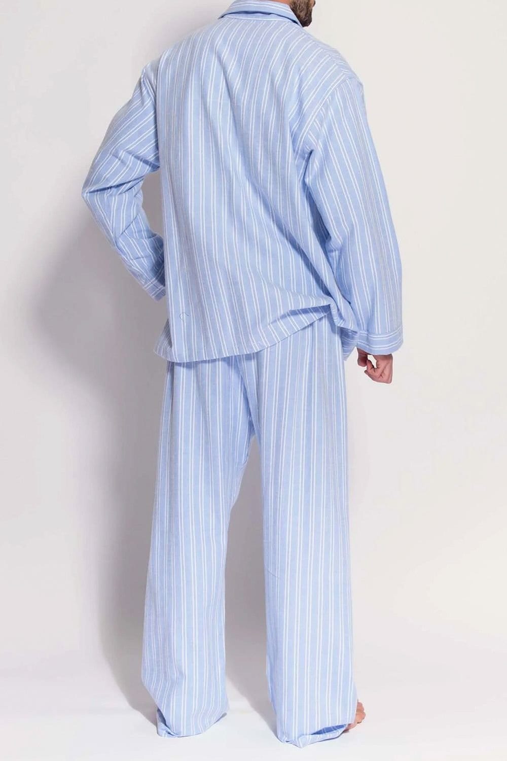 British Boxers British Boxers Men's 'Westwood Blue' Stripe Brushed Cotton Pyjama Set in Light Blue - 4