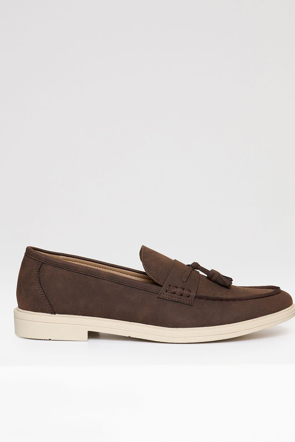Threadbare threadbare Men's Faux Suede Tassel Loafers in Chocolate