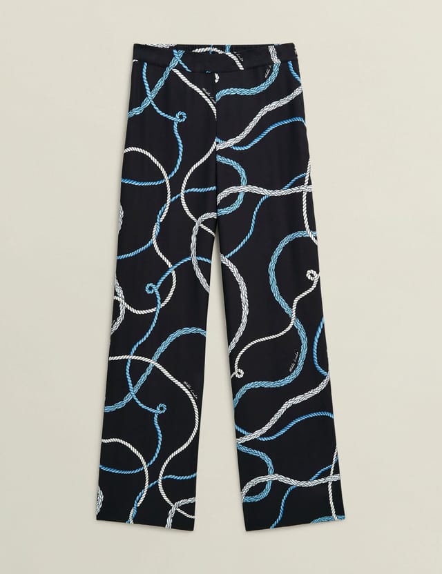 Hobbs London Hobbs London Women's Raya Printed Wide Leg Trouser in Dark Navy - 2