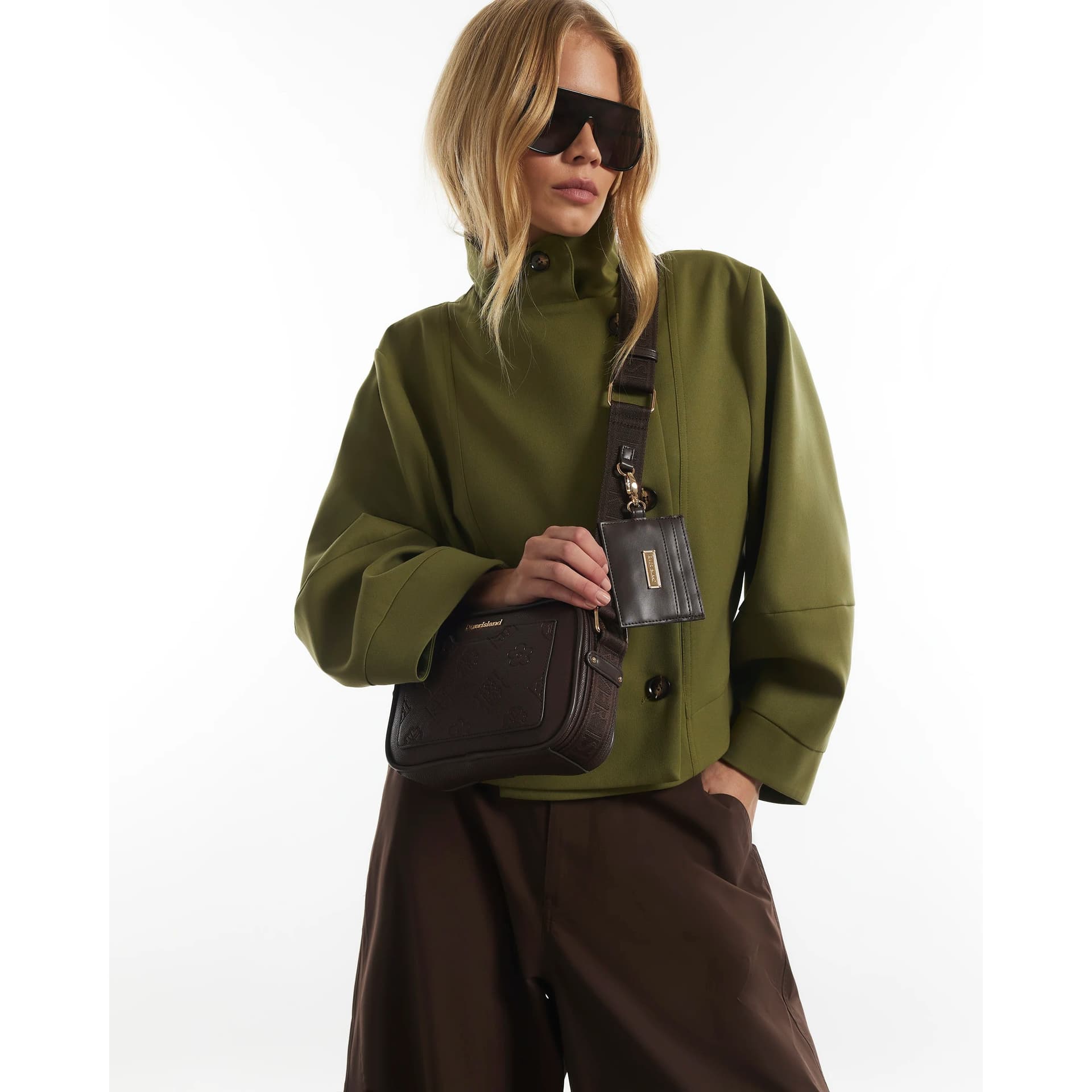 River Island River Island Womens Brown Front Pocket Boxy Crossbody Bag