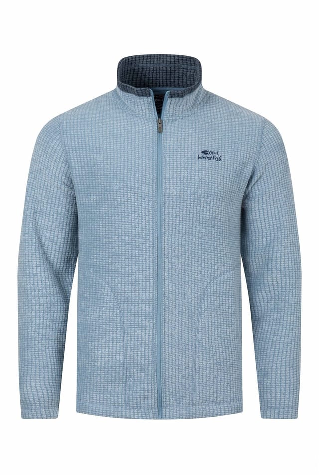 Weird Fish Weird Fish Men's Shires Full Zip Grid Fleece in Light Blue - 2