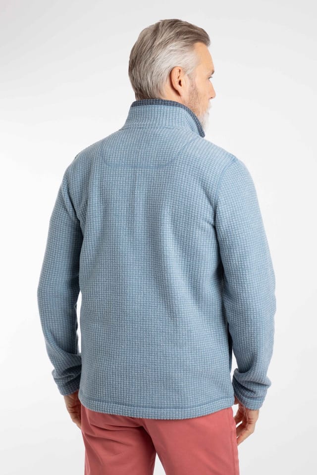Weird Fish Weird Fish Men's Shires Full Zip Grid Fleece in Light Blue - 3