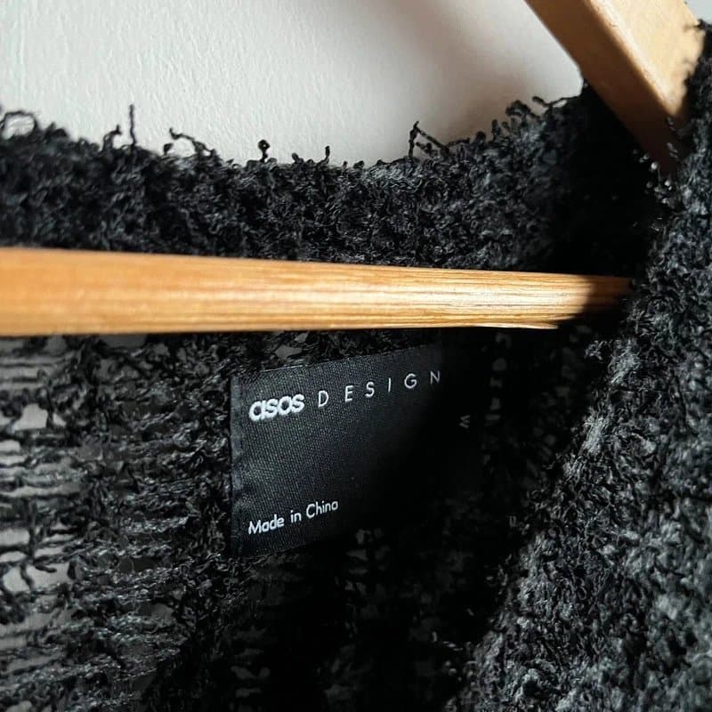 ASOS Asos Knitted V-neck Jumper in Textured Charcoal