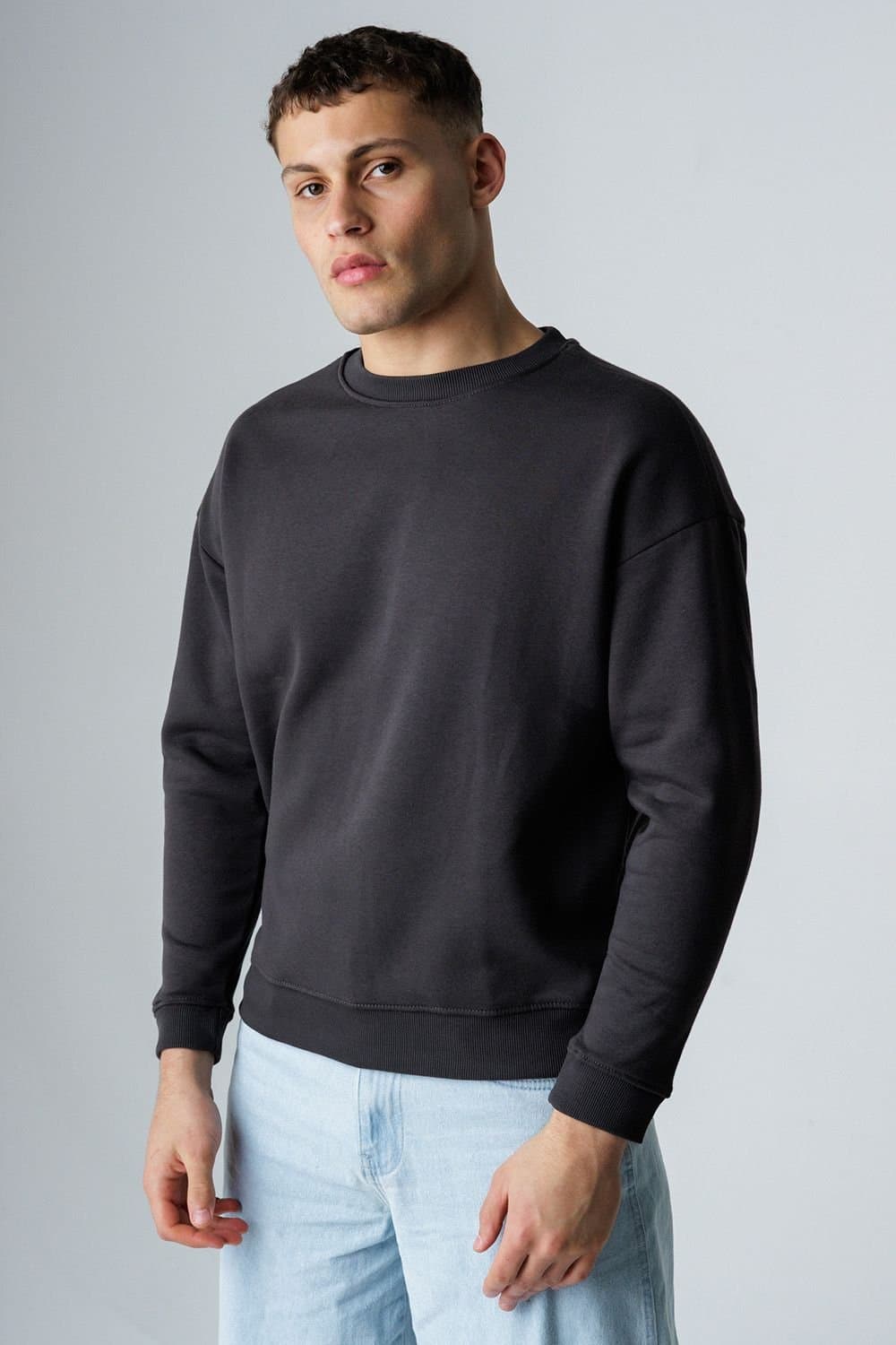 Influence Influence Men's Cotton Blend Graphic Long Sleeve Sweatshirt in Black