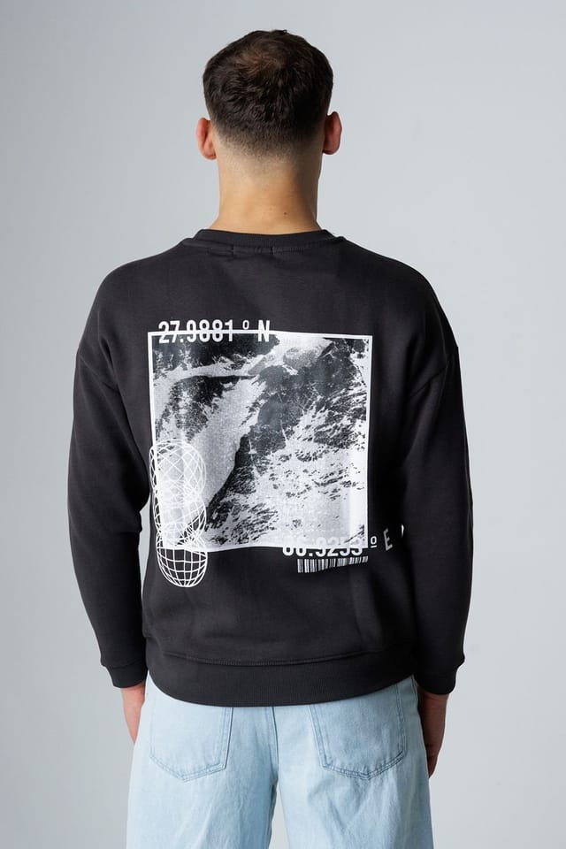 Influence Influence Men's Cotton Blend Graphic Long Sleeve Sweatshirt in Black - 2