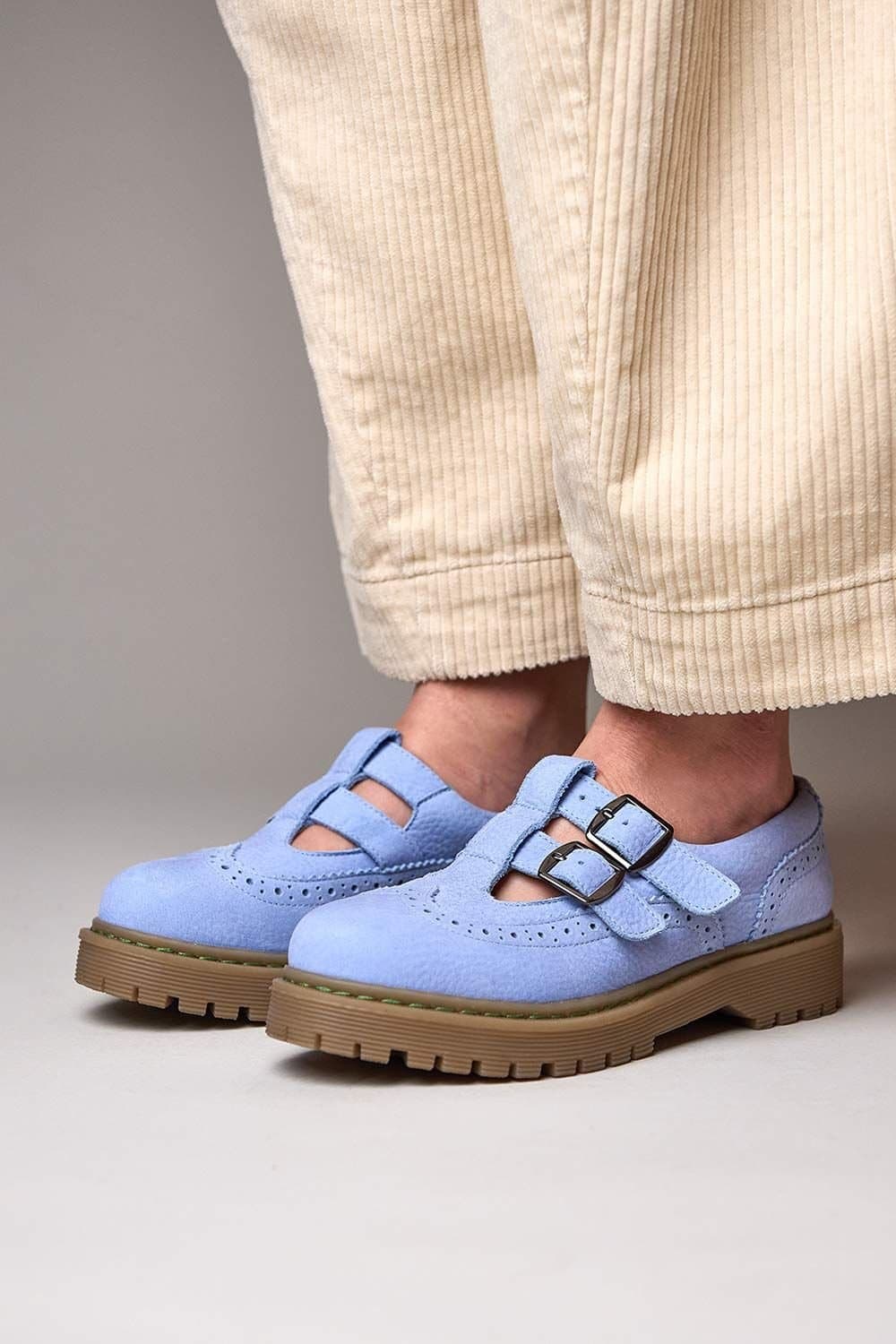 Moshulu Moshulu Women's 'Calthia' Chunky Nubuck Mary Jane Shoes in Light Blue
