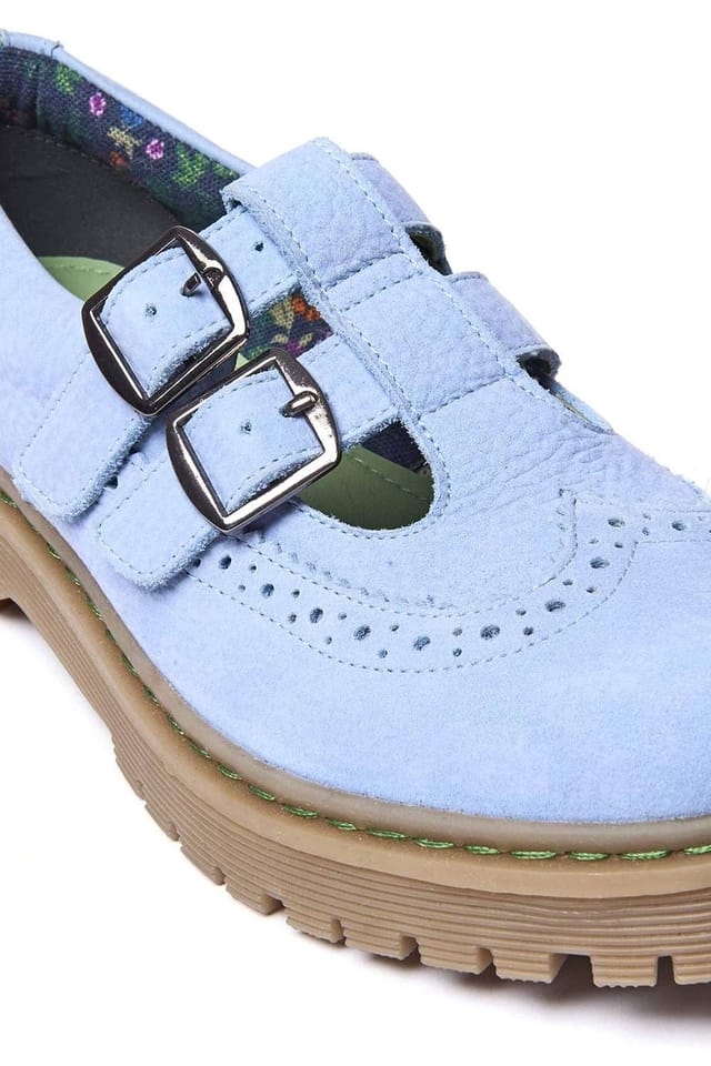 Moshulu Moshulu Women's 'Calthia' Chunky Nubuck Mary Jane Shoes in Light Blue - 3