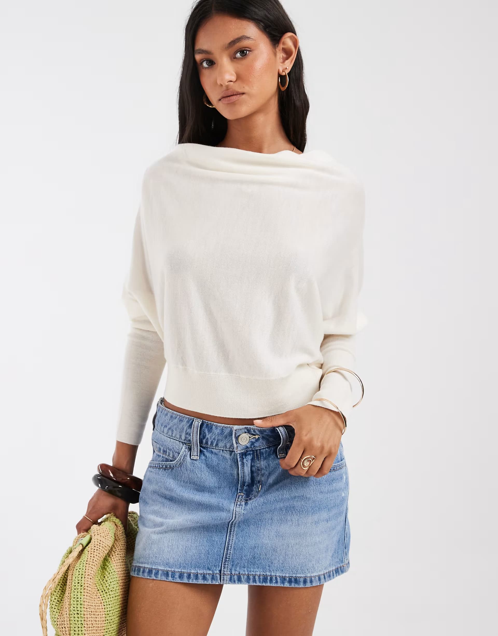 ASOS Hollister low rise denim mini skort in light blue
