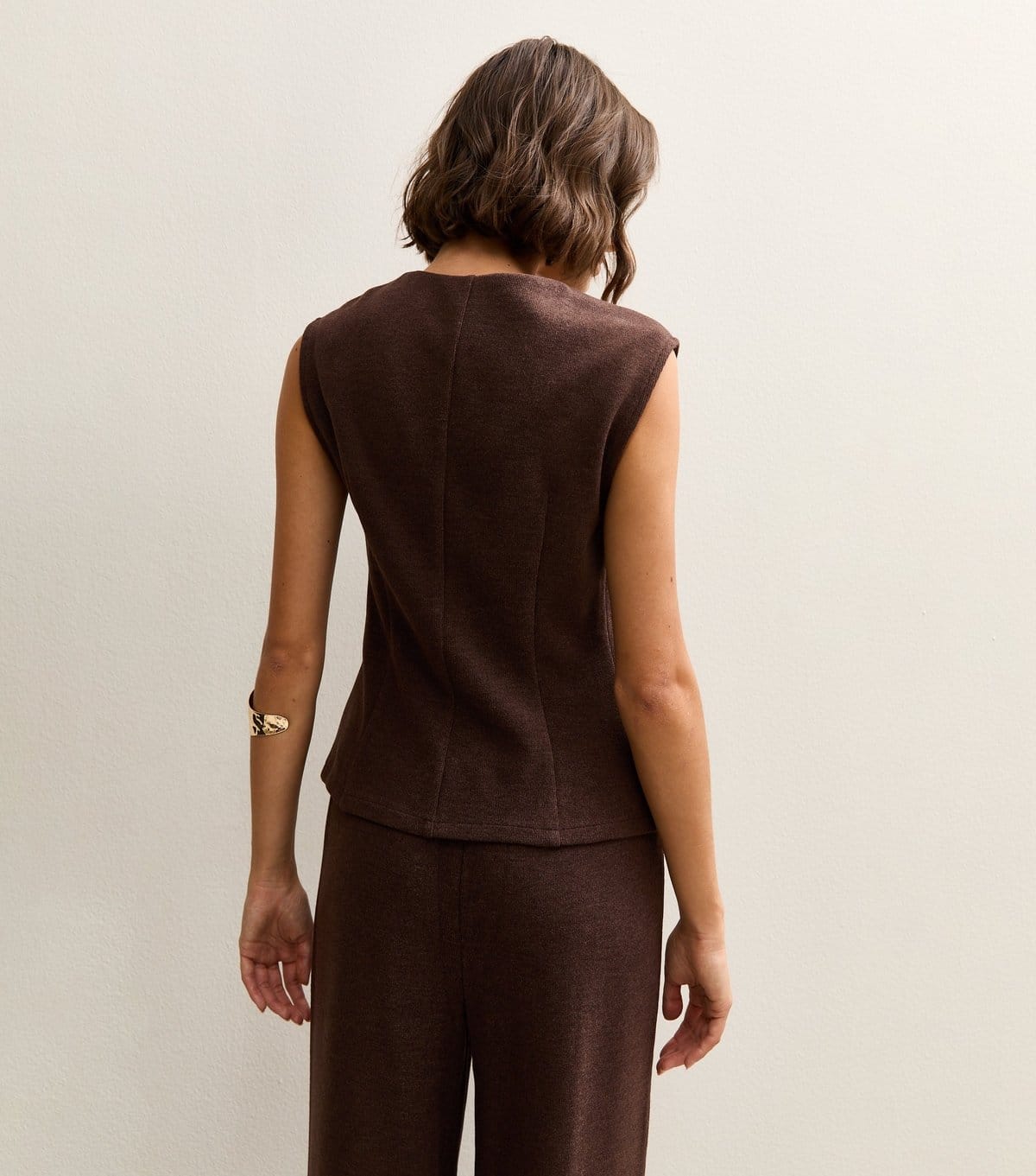 New Look Women's Dark Brown Soft Touch V-Neck Waistcoat New Look - 4