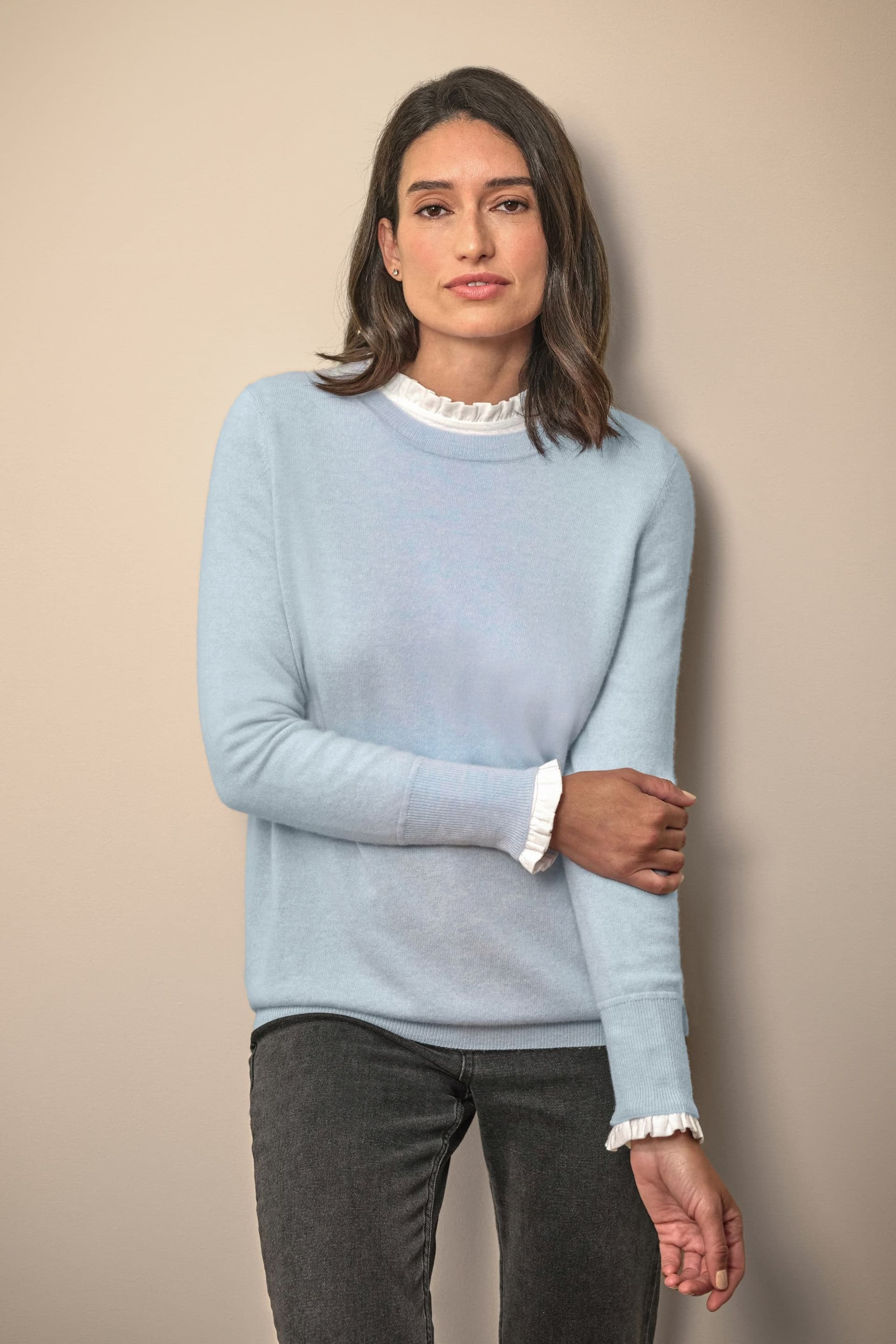 Pure Collection Pure Collection Women's Womens Cashmere Boyfriend Sweater in Light Blue