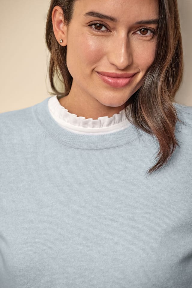 Pure Collection Pure Collection Women's Womens Cashmere Boyfriend Sweater in Light Blue - 2