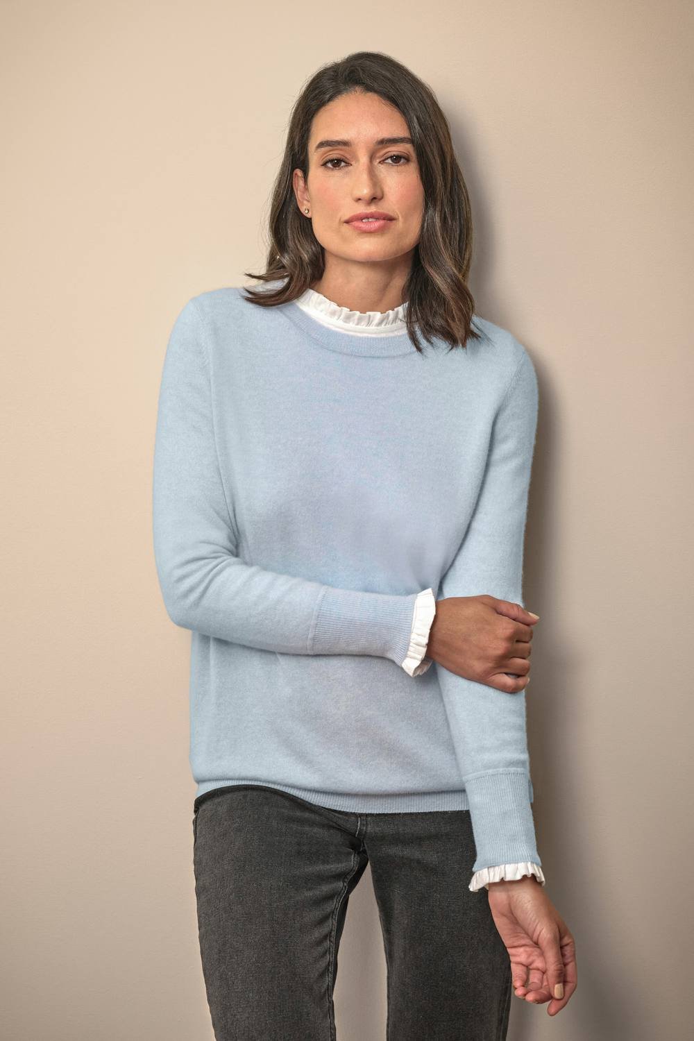 Pure Collection Pure Collection Women's Womens Cashmere Boyfriend Sweater in Light Blue - 4