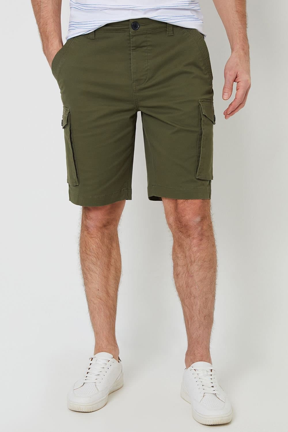 Saltwell Saltwell Men's Stretch Cotton Blend Cargo Shorts in Khaki